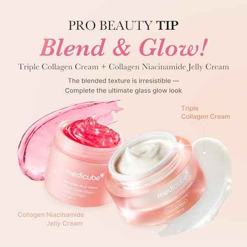 medicube Triple Collagen Cream - Hydrating & Firming Moisturizer with Hyaluronic Acid, Premium Elastin, Shea Butter - Wrinkle Care & Boosts Elasticity - Korean Skincare, 1.69 oz