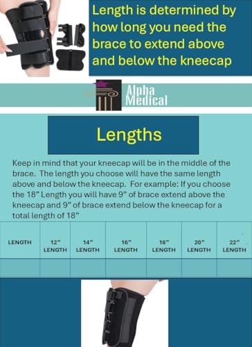 22” Long Adjustable Three Panel Orthopedic Knee Immobilizer – Supportive & Adjustable Side Panels – Knee Brace Stabilizer – Knee Immobilization L1830