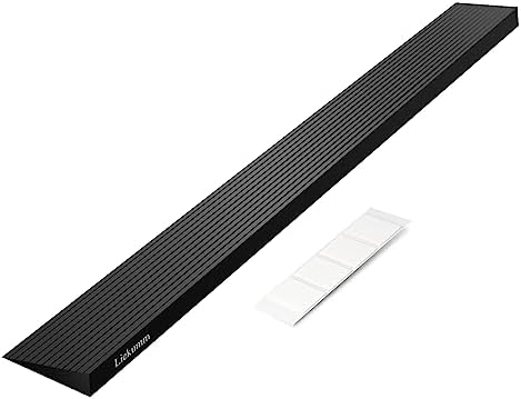 LIEKUMM 1" Rise Rubber Threshold Ramp â 1500 lbs Load Capacity Non-Slip Ramp for Doorways, Cuttable Rubber Ramp with Adhesive, Indoor Outdoor Wheelchair Curb Ramp