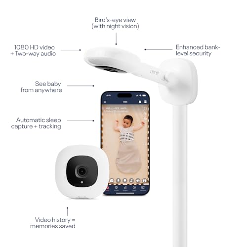 Nanit Essentials Smart Baby Monitor with Wall Mount – 1080p HD Wi-Fi Camera, Sleep Tracking, Two-Way Audio, Night Vision, Sound & Motion Notifications, White