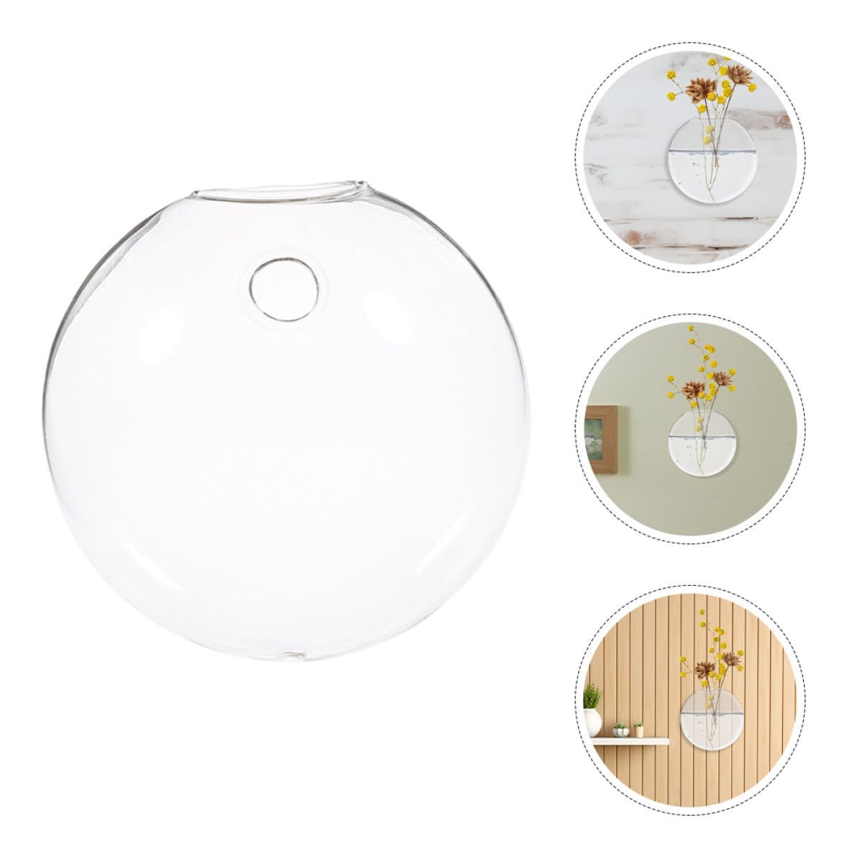 ULDIGI 2pcs Wall Hanging Terrarium Hydroponic Vase, Glass Flat Flower Vase for Indoor Plants, Decorative Wall Mounted Hanging Glass Planter for Home Décor