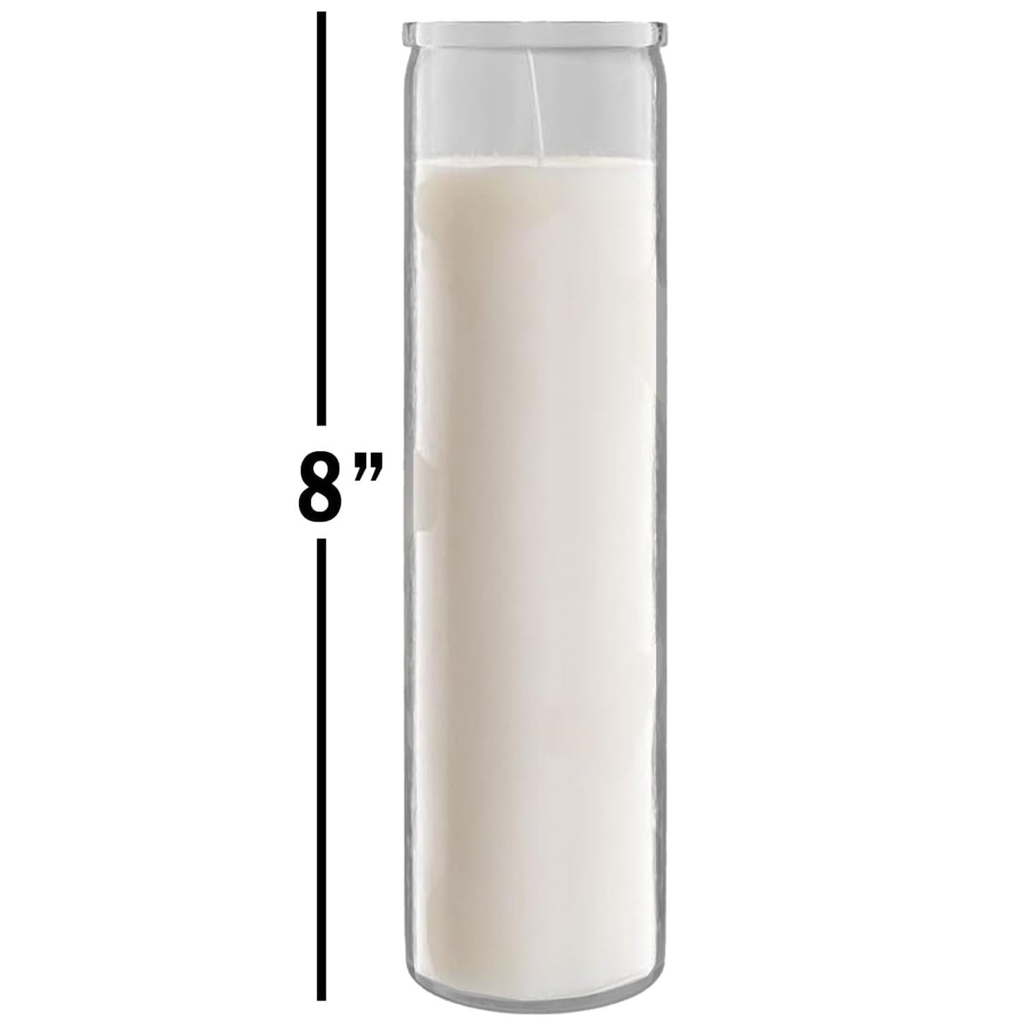 White Prayer Glass Candle Set - 4 Pack White Prayer Candles for Vigils, Prayers, Cemetery, Blessing Ceremonies | Bulk 8" Candle Kit