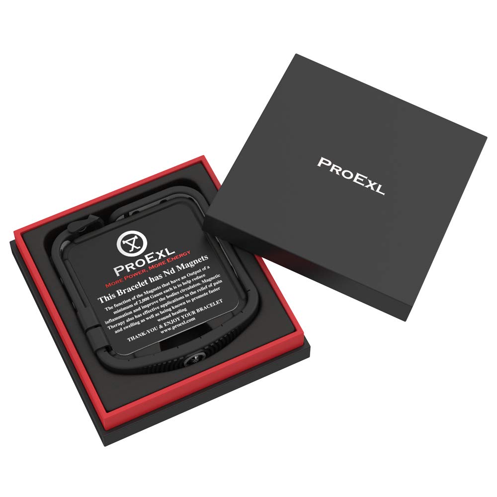 PROEXL 18 MAX Sports Magnetic Bracelet for Men - Waterproof - Breathable Strap - Super Strength - Black Gray
