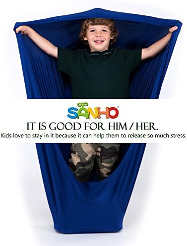 SANHO Dynamic Movement Sensory Sock, Body Sock, Toys for Autistic and Sensory Processing Disorders, Updated Version, Good for Height:35"- 59" Deep Blue