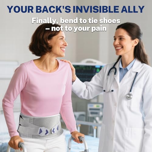 Back Brace for Lower Back Pain Relief, 4-Way Stretch Knit Fabric, Reinforced Lumbar Support, Ventilated Mesh, 360° Spine Protection, Size M