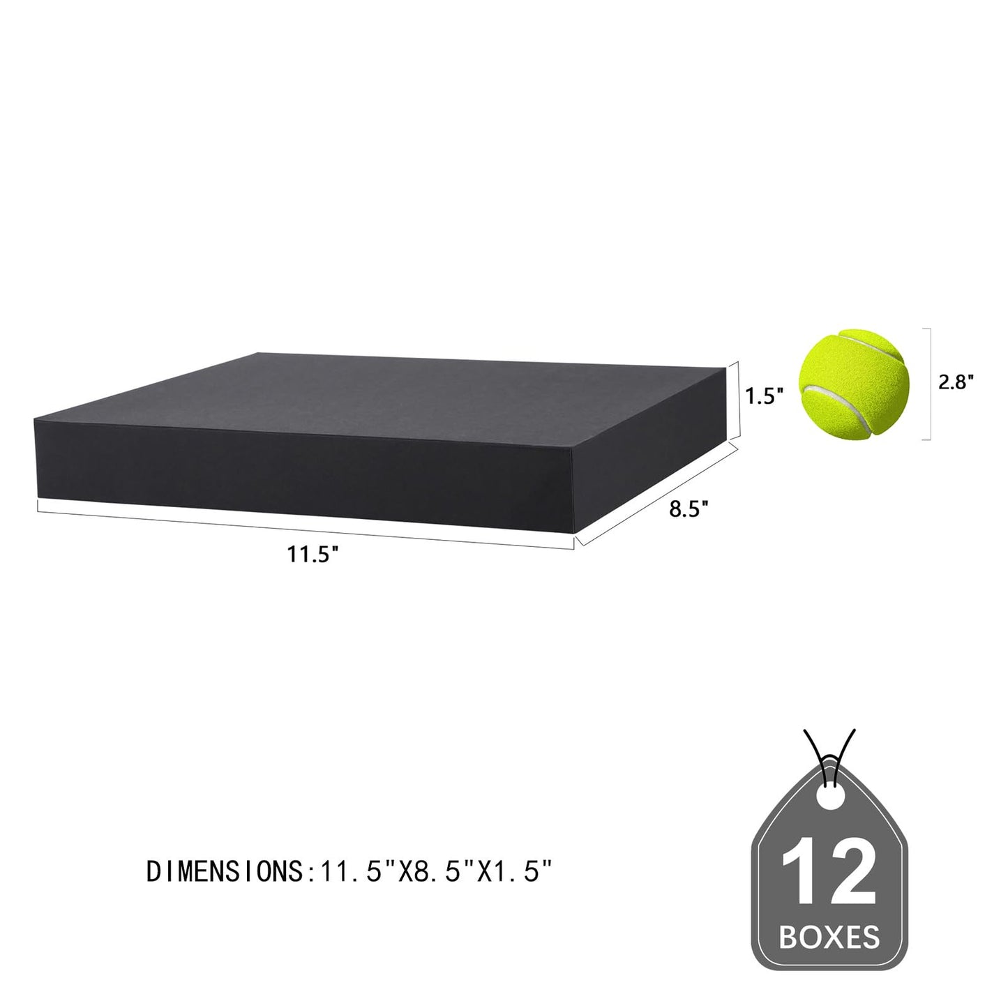 JINMING 12 Gift Boxes with Lids 11x8.5x1.5 Inches for Clothes, Black Gift Boxes, Apparel Boxes for Mother's Day, Father's Day and All Occasion