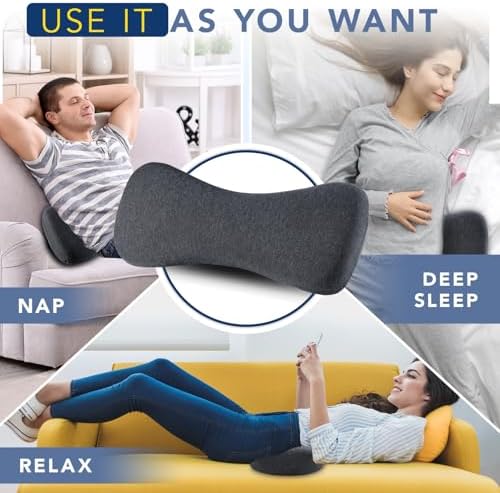 Lumbar Support Pillow for Sleeping Memory Foam Lumbar Pillow for Lower Back Pain Relief Back Support Pillow for Side,Back and Stomach Sleepers-Bed Wedge Bolster Pillow Bed Rest Pillow