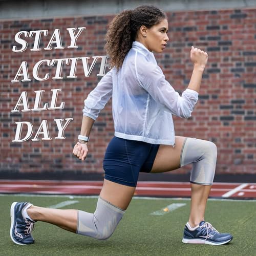 Sports Slim Knee Braces for Women - No-Slip Knee Compression Sleeve for Dance, Yoga, Knee Support for Knee Pain, Joint Pain Relief(Bright White, XL, 2 Pack)