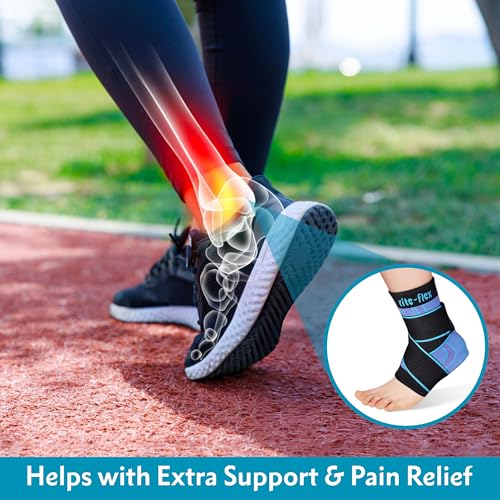 3-in-1 Ankle Compression Sleeve with Silicone Heel Pad - Ankle Brace for Sprains, Foot Fatigue, Post Surgery, Plantar Fasciitis Relief & Support (1, Small)