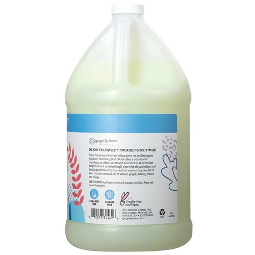 Ginger Lily Farms Botanicals Body Wash + Shampoo + Conditioner Bundle, Island Tranquility, 1 Gallon Each