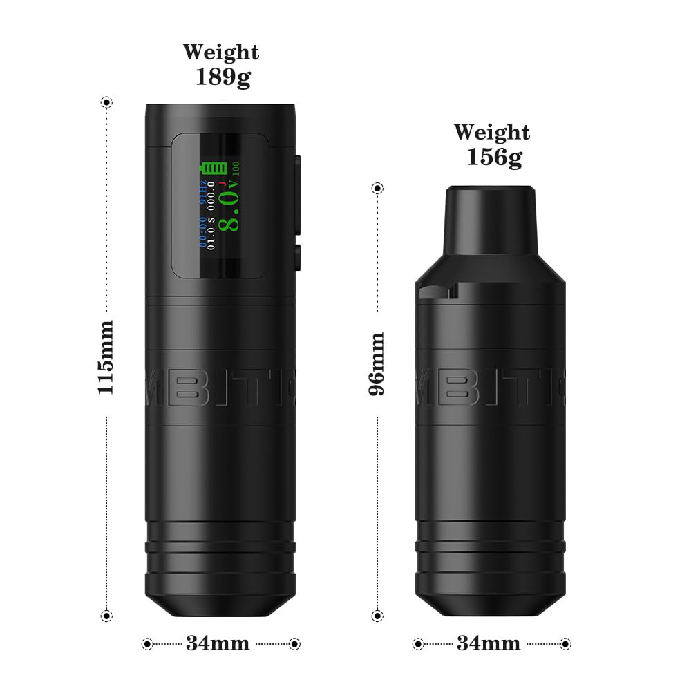 Ambition Ninja Ultra Wireless Tattoo Machine with Intelligent Billing Feature- Rotary Cartridge Pen with 1900mAh Wireless Tattoo Gun Coreless Motor Straight Drive Bar Equipment for Tattoo Artists