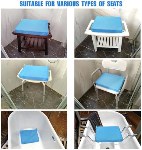 Shower Seat Cushion,Thickened Shower Chair Cushion 4D Air Fiber Material,Machine Washable and Fast Drying Suitable for Shower Seats Bathtub Baths, Poolside & Rest Dressing Room Seats,Blue
