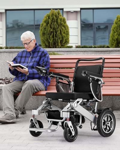 Electric Wheelchair,25 Miles Longer Range, Foldable Power Wheelchair for Adults Seniors,500W Dual Motors,Compact Motorized Wheelchair All Terrain,Intelligent Folding, Travel Size