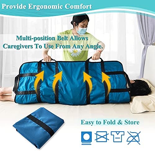 NEPPT Positioning Bed Pads for Elderly Transfer Sheet Hospital Bed Blanket Bedridden Patient Turning Body Lift Assist Draw Sheets with Handles for Pull, Slide, Repositioning, Transferring (48" X 40")
