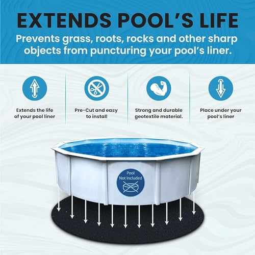 Liner Life LL12R Above Ground Pad 12' Round, Protects The Bottom of Aboveground Pool and Extends Life of The Liner, Strong and Durable Puncture Resistant Polyester Geotextile Material, Black