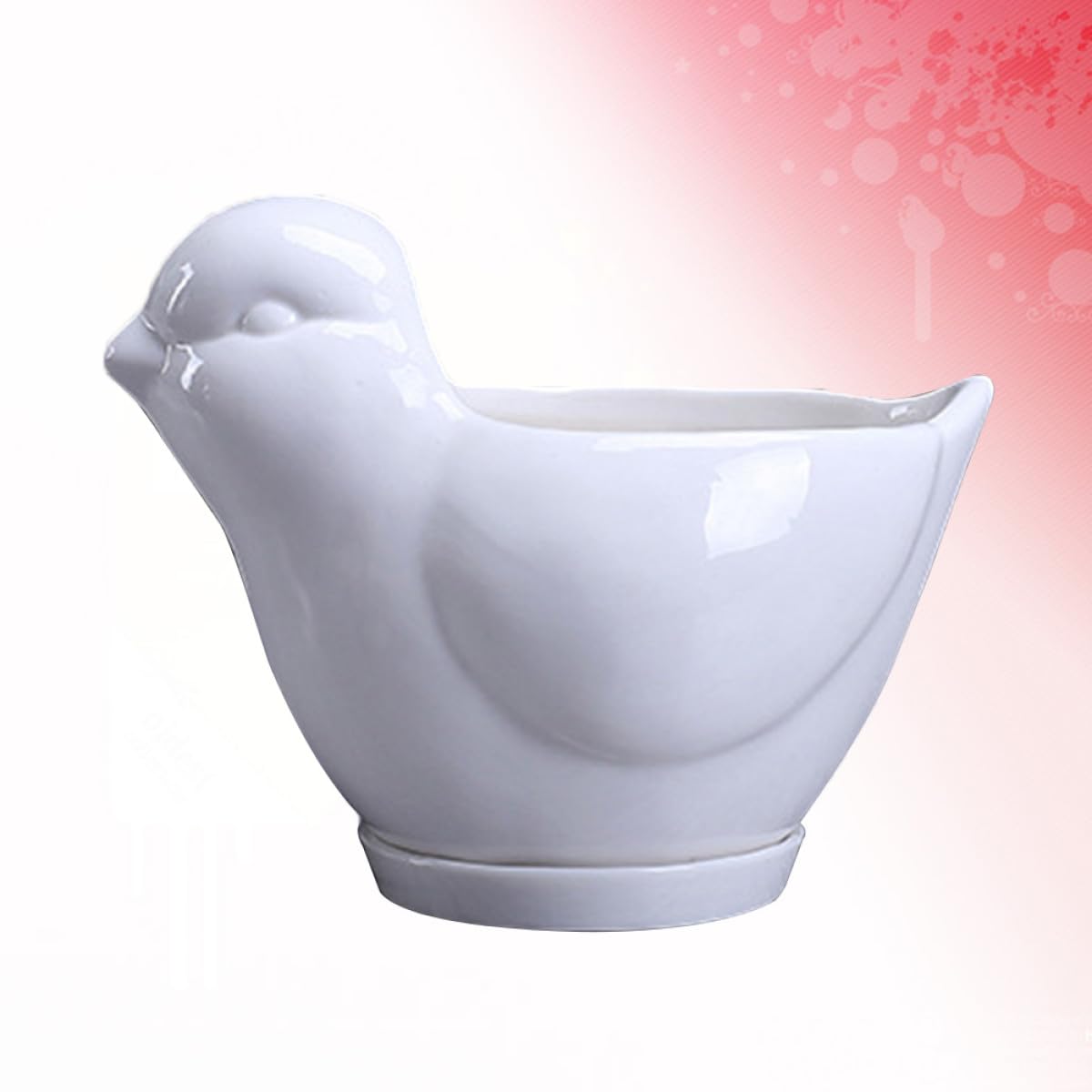Holibanna Ceramic Succulent Plant Pot Bird Shape Saucer Small White Flower Pot Indoor Desktop Planter Decorative Container for Home Gardening