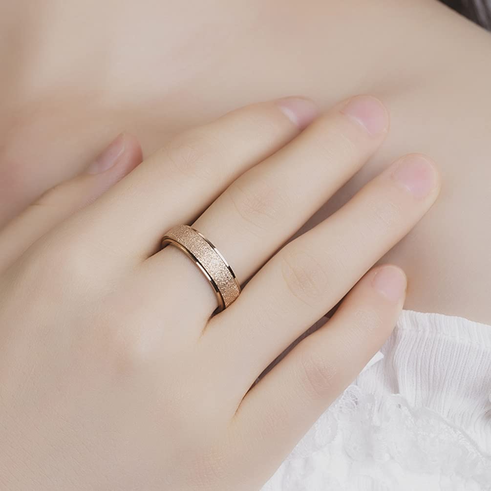 OreilleStar Anxiety Ring for Women Fidget Spinner Ring Fidget Toys Adults Titanium Stainless Steel Thumb Ring 6mm Wide Rose Gold Size 9