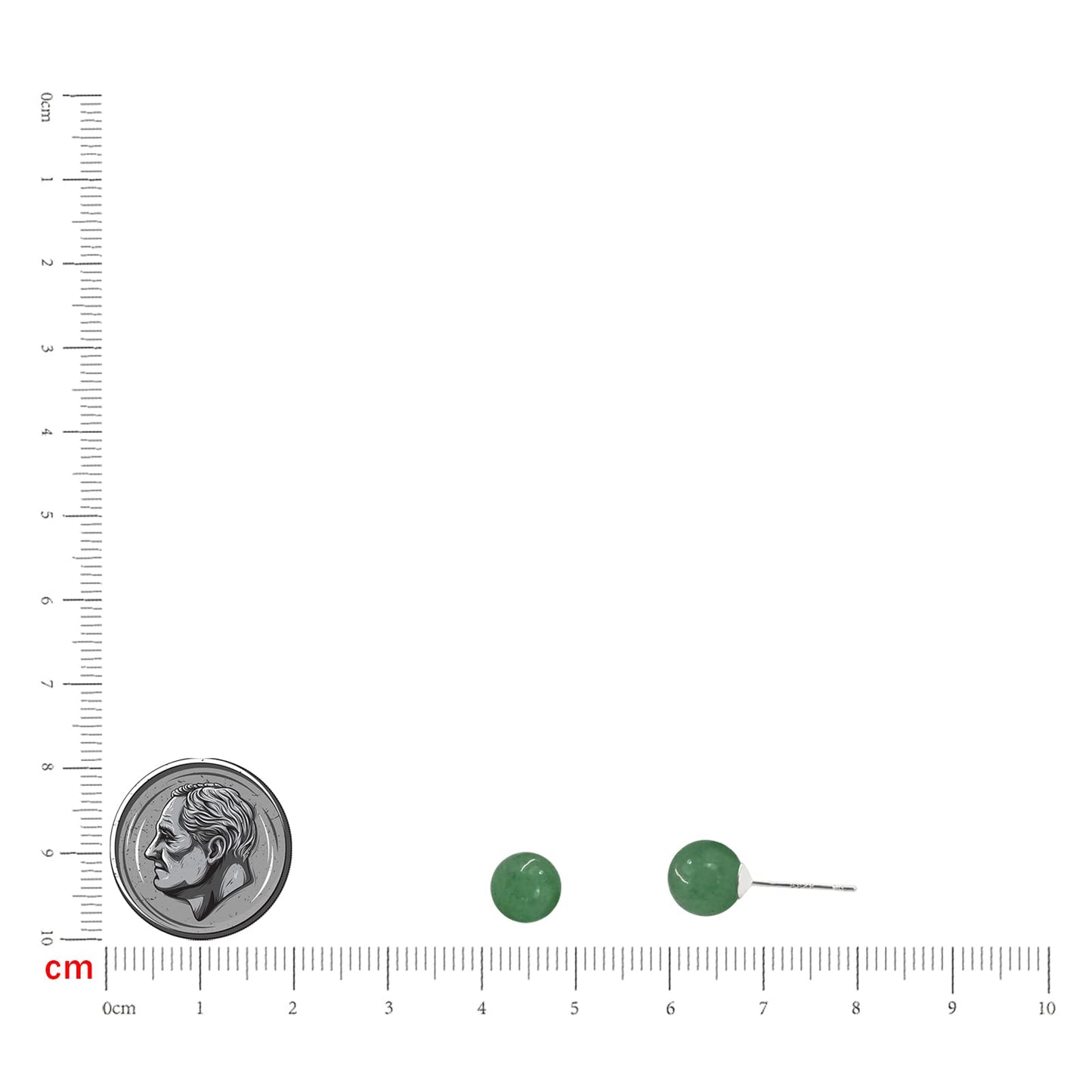 Jade Earrings Studs, 8mm Dark Green Jade Earrings for Women, Sterling Silver Stud Earrings for Sensitive Ears, Green Jewelry for Women & Men, Good Luck Handmade Earrings Gift for Birthday Anniversary