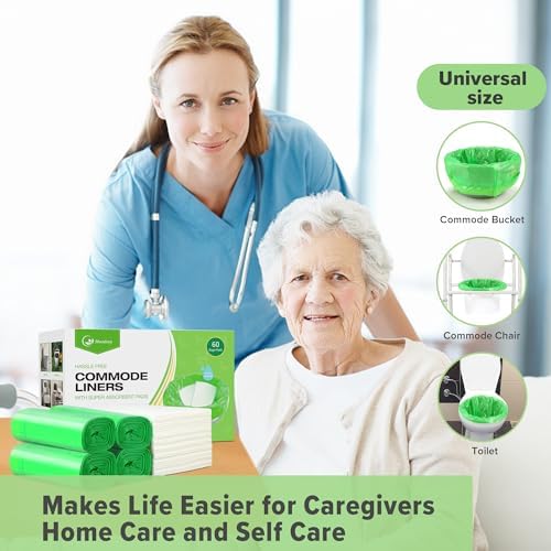 Commode Liners with Absorbent Pads - 120 Bedside Commode Liners & Pads,Medical Grade Pack Commode Liners,Adult Potty Chair Liners Bedside Commode Liners Disposable,Universal Fit All Standard