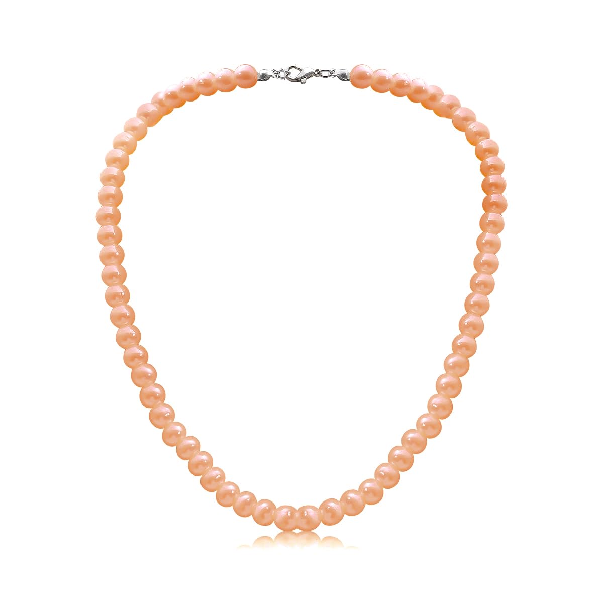 COLORFUL BLING 8mm Pearl Choker Necklace Multicolor 1920s Dainty Beads Necklace Costume Prom Party Statement Jewelry for Women-orange