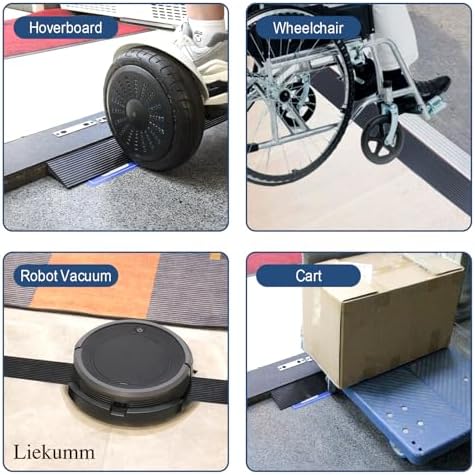 LIEKUMM 5/8" Rise Rubber Threshold Ramp – 1500 lbs Load Capacity Non-Slip Ramp for Doorways, Cuttable Rubber Ramp with Adhesive, Indoor Outdoor Wheelchair Curb Ramp