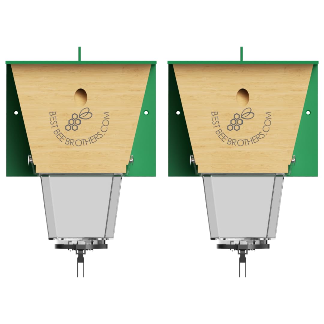 Best Bee Brothers Ultimate Pro Carpenter Bee Trap for Outside with Extra-Large, Clear External Receptacle, Internal Bee Vault & Spring-Loaded Door, 4.2â D x 5.8â W x 7.5â H (2 Pack)