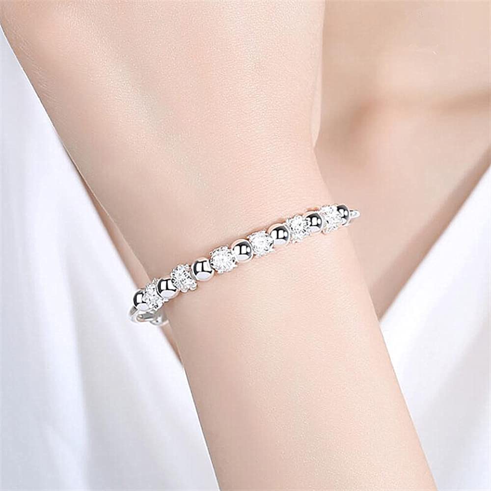Sterling Silver Bracelets For Women 925 Sterling Silver Beads Bangle Bracelet Transfer Lucky Cuff Bracelet Adjustable Fashion Women Jewelry