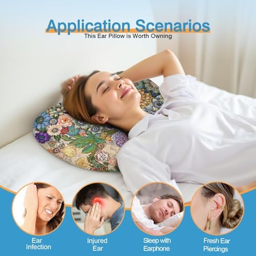 Ear Piercing Pillow for Side Sleepers with Washable Cover Pillows with Holes for Ear Pain,Donut Pillow for Adults CNH Ear Pain Relief Pressure Sores Ear Pillow with Hole in Center