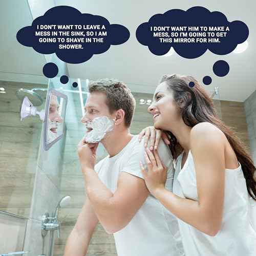 MIRRORVANA Fogless Shower Mirror for Shaving with Upgraded Suction, Anti Fog Shatterproof Surface and 360¡Æ Swivel - 6.3" x 6.3"