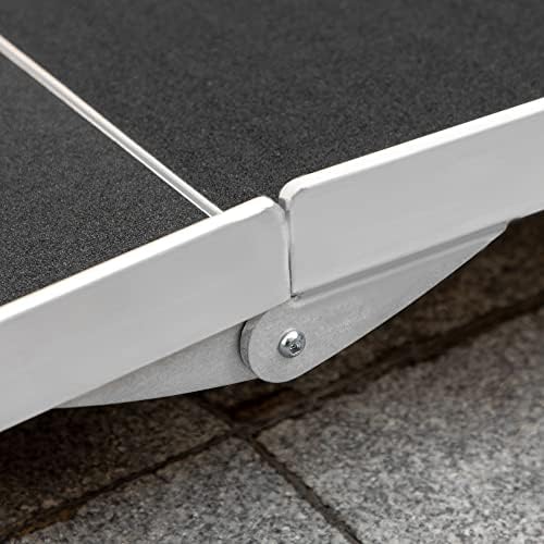 HOMCOM Wheelchair Ramp 10FT, Folding Aluminum Threshold Ramp with Non-Slip Surface, Transition Plate, 594lbs Weight Capacity for Home, Doorways, Curbs, Steps