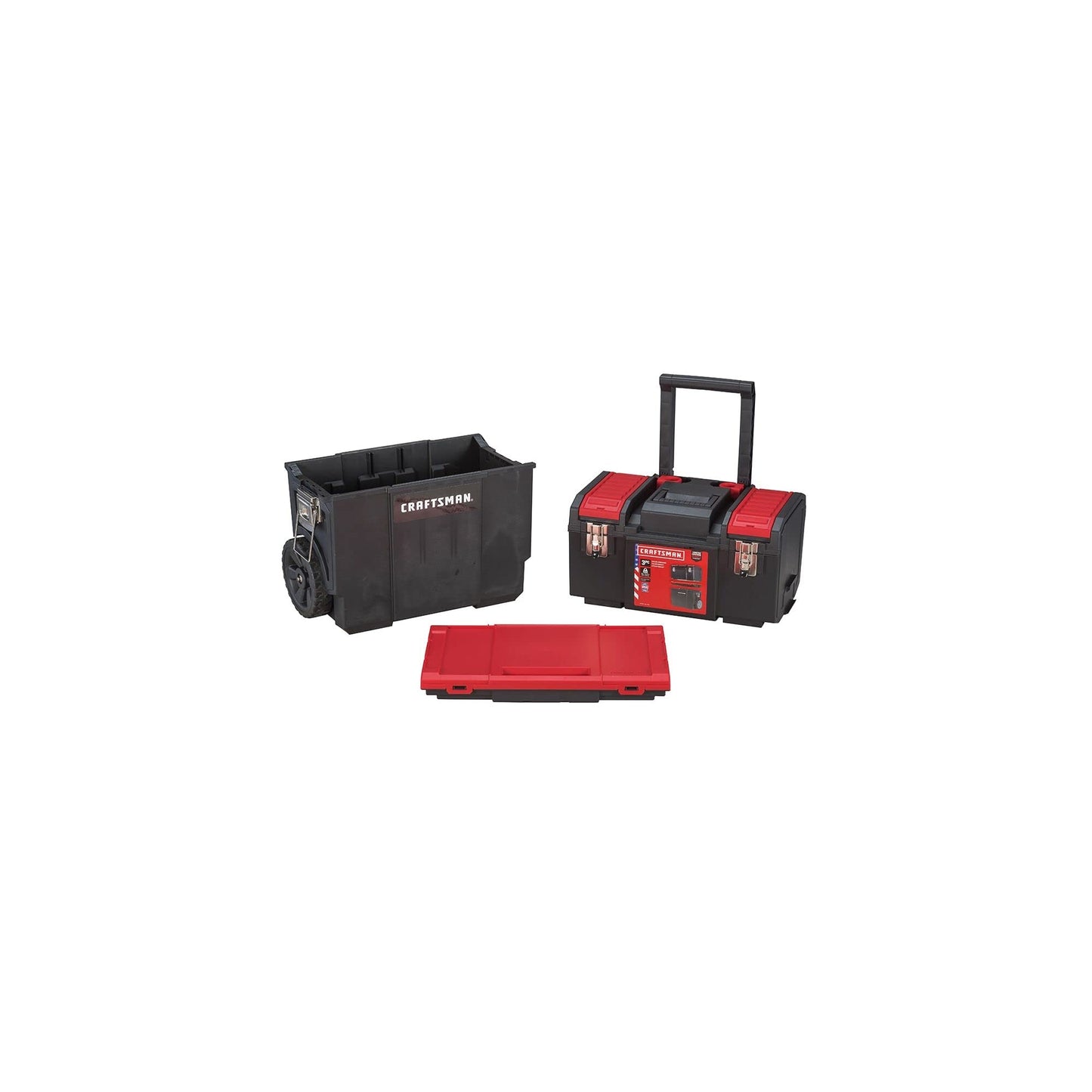 CRAFTSMAN 19-in. 3-in-1 Rolling Tool Box with Wheels, Red, Plastic, Lockable (CMST18614)