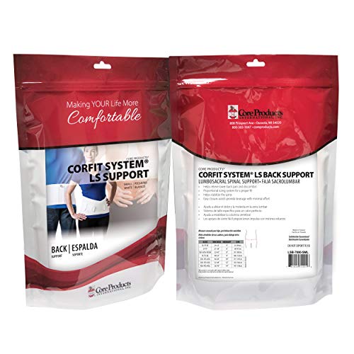 Core Products Corfit LS Lumbar Support Adjustable Back Brace for Pain Relief, Men/Women - White, XXLarge