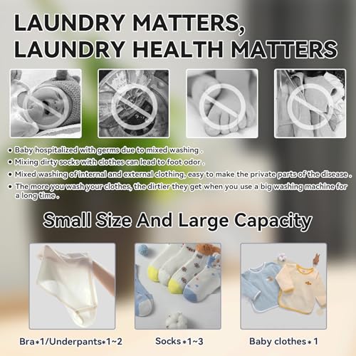 Portable Mini Washing Machine | Compact Deep Cleans Underwear, Baby Clothes, Small Laundry | Lightweight for Apartment, Dorm, Hotel, Travel & Camping | Quiet Energy-Efficient(Purple)
