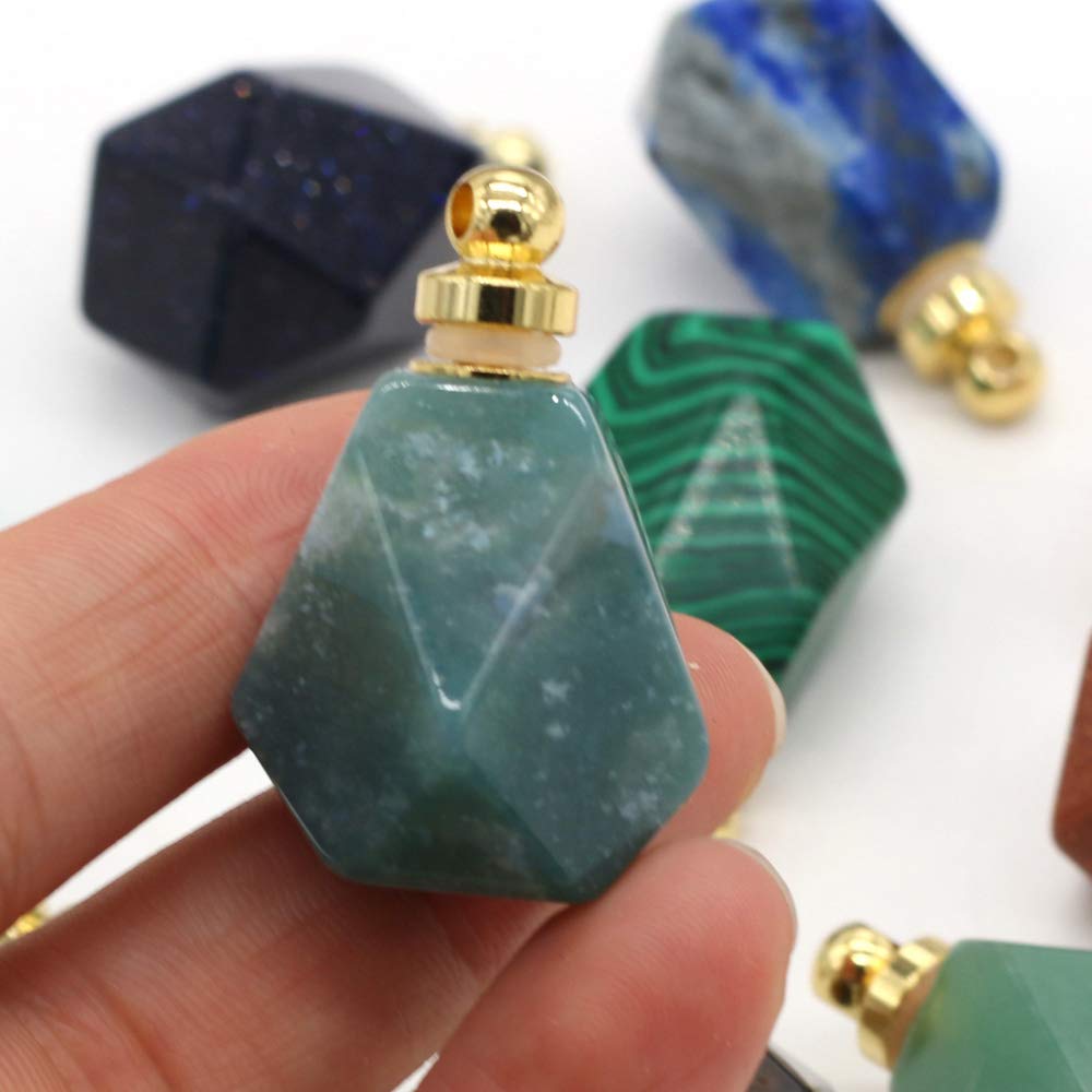 Zotoone Natural Stone Perfume Bottle Pendants Charms Essential Oil Bottle Stone Essential Oil Diffuser Necklace for Women Necklace Jewelry Gift(Random 3 Pieces)