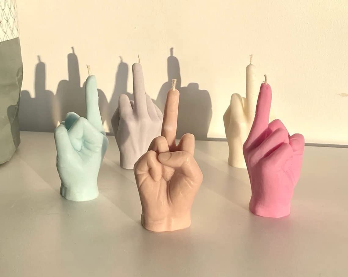 Middle Finger Candle, Homemade soy candle, Hand Fuck Candle, Teen Room Decor Candle, Funny Aeshetic Candle, Hippie Candle (White, PALO SANTO)