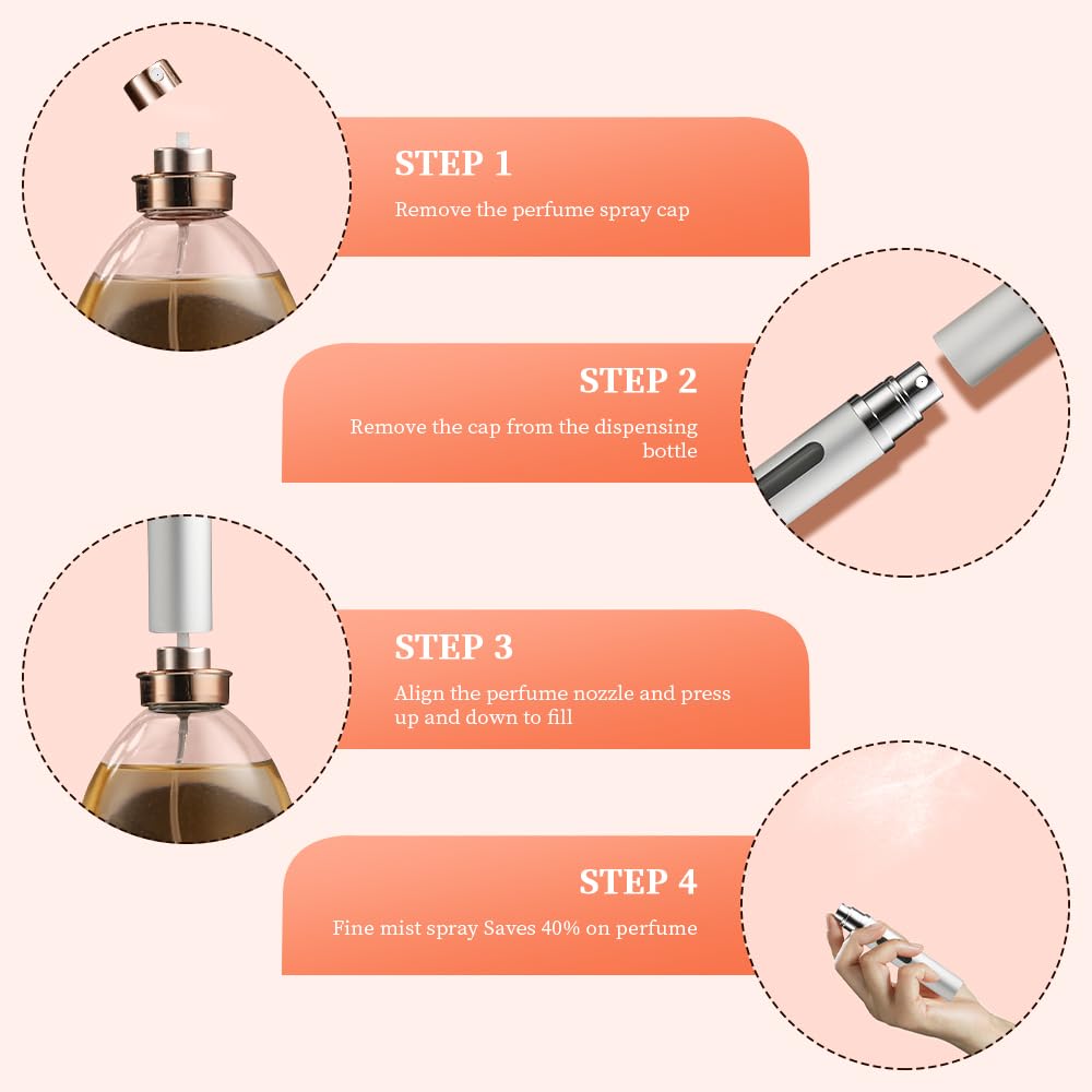 DIOHIO 10ml 3pcs Perfume Travel Refillable Bottle,Perfume Atomizer Travel Refillable, Bottom-Filling Fragrances Perfumes Bottle,Mini Cologne Dispenser,Portable Sprayer(Black-Grey-Silver)