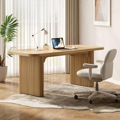 LITTLE TREE 62-Inch Home Office Computer Desk, Large Writing Desk with Textured Double Base, 5 ft Conference Meeting Seminar Table for Office