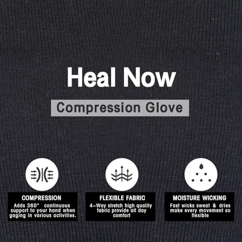 2 Pairs Arthritis Compression Gloves for Women Men, Fingerless Breathable & Moisture Wicking Compression Gloves for Relieving Carpal Tunnel Aches, Rheumatoid Pains, Joint Swell Black XL
