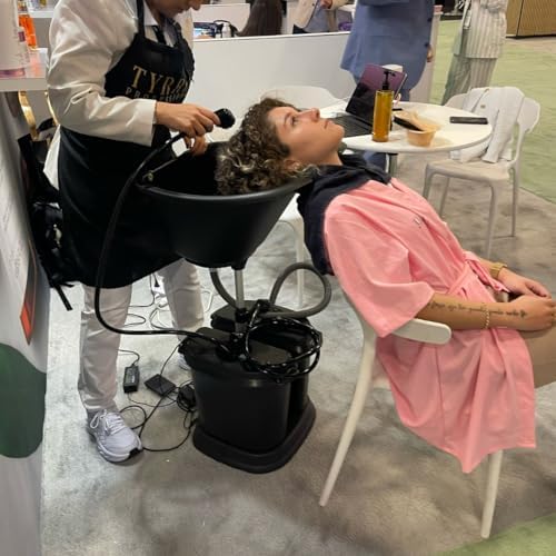 Dompel Portable Shampoo Bowl, Ergonomic and Deep Portable Wash Bowl for Hairstylist and Handicap & Disabled, Seniors, Home Services, Steel Structure, Hair Washing Basin. (Dual-Basin)