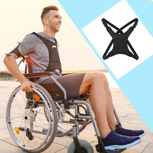 Wheelchair Seat Belt for Adults Wheelchair Chest Harness Safety Strap Seatbelt for Elderly and Disabled Torso Support Vest Restraint Adjustable Straps Prevent Sliding(Black)