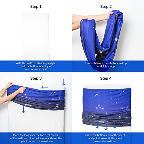 ODOXIA Sensory Compression Blanket | Spandex Bed Sheet for Kids & Adults | Deep Relaxing Feeling | Star Theme | Breathable & Stretchable | Full