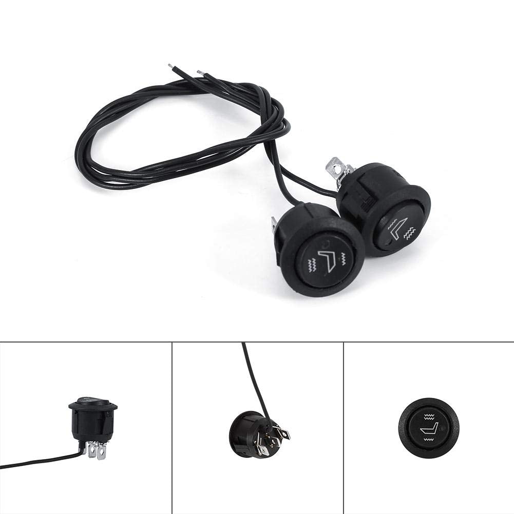 Universal 3 Pin Car Seat Heater Switch, 2X Round Heated Hi Low Off Control 12V 20A