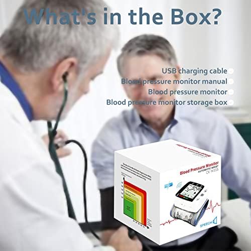 Blood Pressure Monitor, Irregular Heartbeat Detector, Automatic BP Monitor 90x2 Reading Memory and Large LCD Display, USB Charging, Adjustable Wrist Cuff, Ideal for Home and Hospital