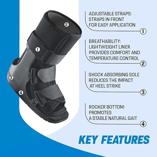 Centec Walker Boot (Non-Air) - Medical Grade Immobilization for Strains, Sprains & Stable Fractures | Breathable Material (Low Top, High Top) (HIGH TOP/MEDIUM)