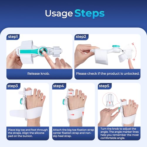 Bunion Corrector for Women Men Big Toe, 2025 Upgraded Adjustable Bunions Fix for Relief, Orthopedic Toe Correction with Anti-slip Heel Strap, Suitable for Left Right Feet, Day Night Support, 1 Pair