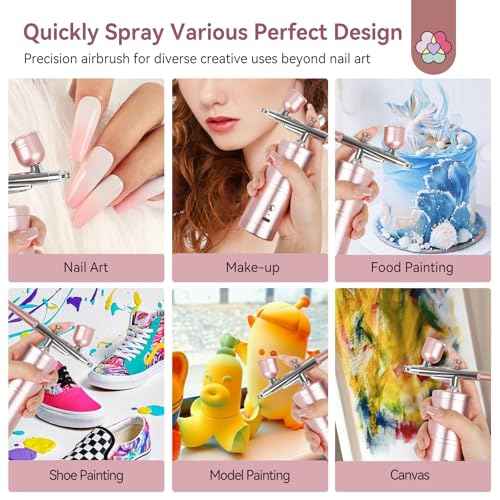 ??SAVILAND Pro Airbrush Kit: 25 PSI Precision Airbrush for Nails Rechargeable Dual-Mode Gun 0.3mm Nozzle - Portable Salon Grade Tool for French Ombre & Makeup