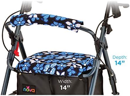 Nova Joy Rollator Walker Seat and Backrest Cover Set - Removable Washable Fabric Cushion Covers for Standard Rolling Walkers - Style and Comfort Upgrade - Essential Mobility Accessory - Aloha Blue