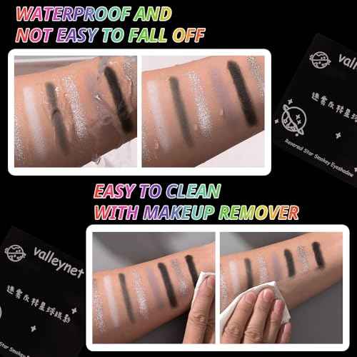 9 Color Smokey Eyeshadow Palette - Highly Pigmented Matte & Glitter Shades, Long-Lasting, Waterproof & Blendable, Black Silver Gray Eyeshadow Set for Sultry Glam (Reversal Star Smokey)