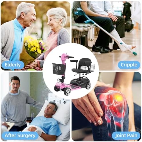 30-60 Miles Ecomobi MS02 Long Range 4 Wheels Electric Mobility Scooter for Adults/Seniors, 350W E-Wheelchair Device w/25Ah Extended Battery, Dual Baskets Compact Mobile for Travel(FSA Eligible)