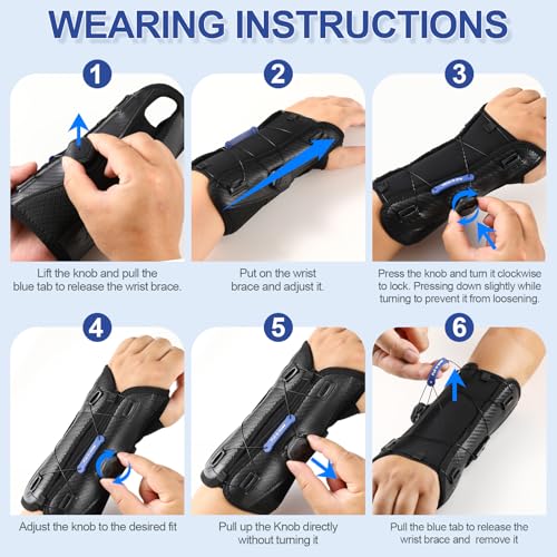 NEENCA Carpal Tunnel Wrist Brace for Night Support,Knob Adjustable Hand Brace for Tendonitis,Arthritis Pain,Sprain,Wrist Splint Support with Sleeves for Women&Men. (Right Hand, Small)